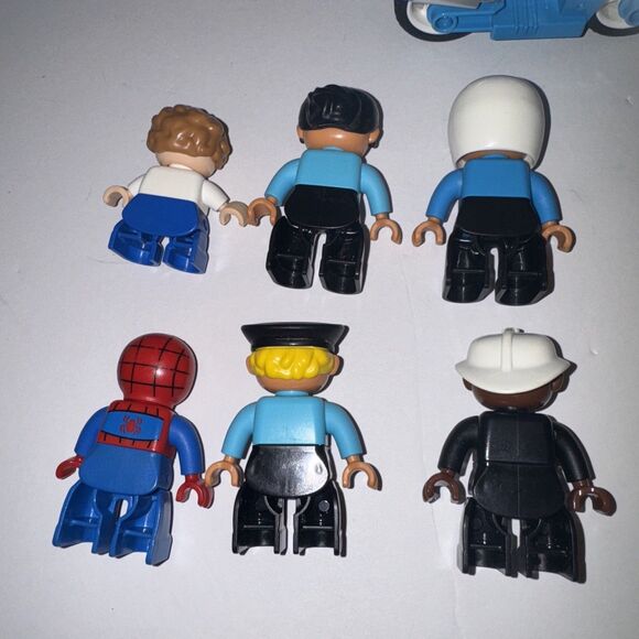 LEGO DUPLO Town Blue Police Motorcycle Toy 10471 : Target  Duplo Police Motorcycle Fireman Spiderman Airplane Truck Mickey Mouse Lot